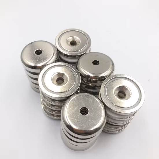 Fuerte fuerza de tracción roscada Flexible barato NdFeB imán de olla de neodimio/imán de taza